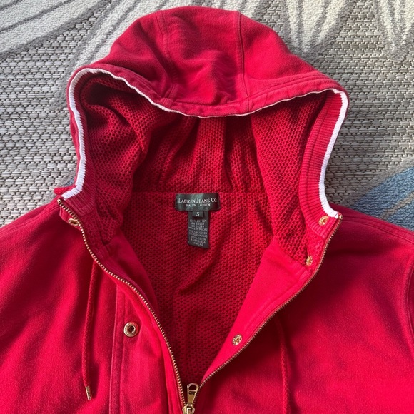 Ralph Lauren -‎ Lauren Jeans Co. Women’s Red Zippered Hoodie Sweatshirt Size S - Picture 4 of 6